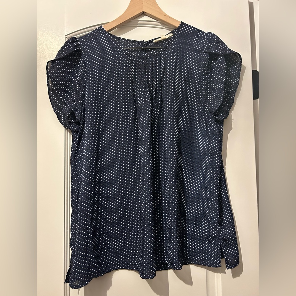 Navy Blue Polka Dot Blouse